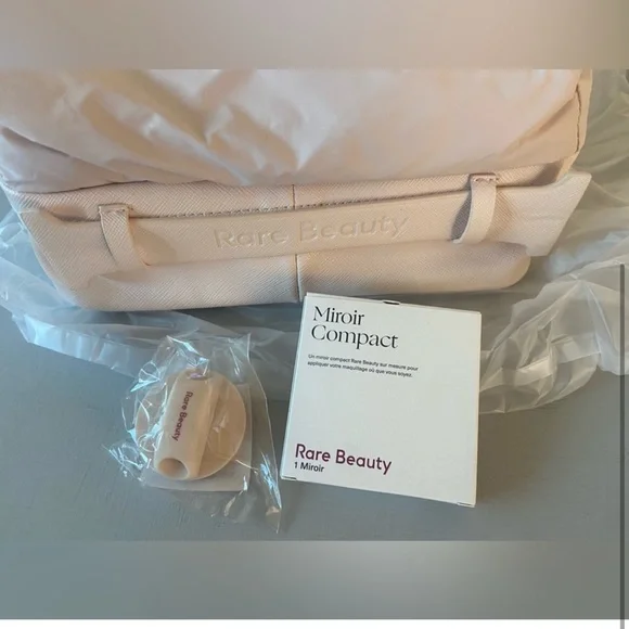 NWT Rare Beauty Compact Mirror Toiletry Bag Bundle